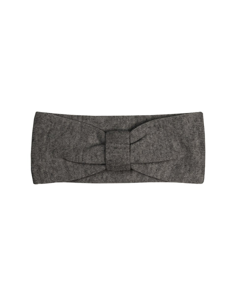 Women's Knit Headband with Ribbon Dark Gray