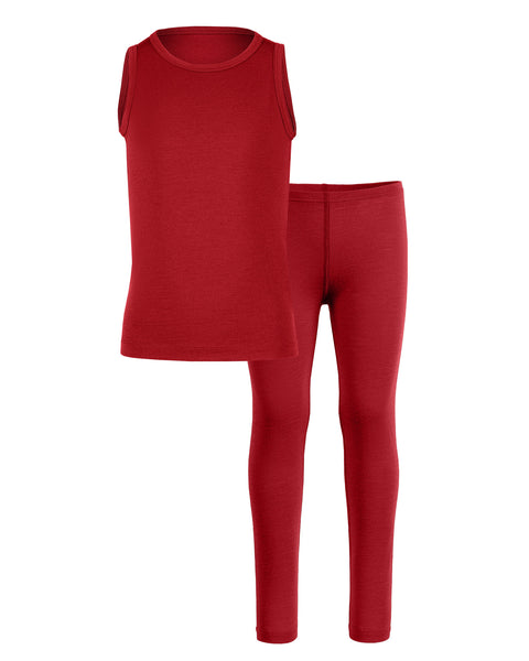 Kids' Merino Tank Top & Bottom 2-Piece Royal Cherry