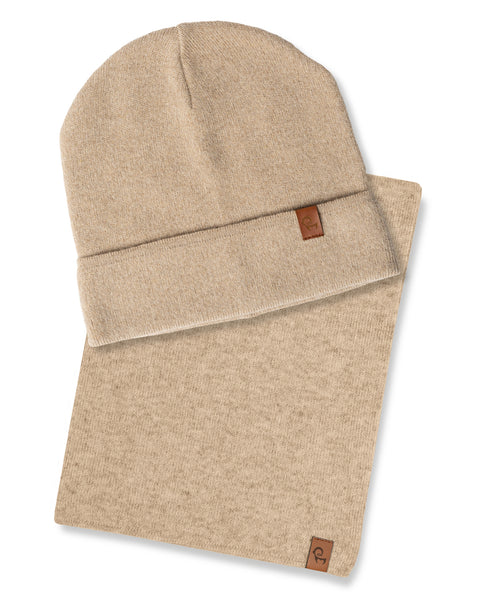 Kids' Knit Beanie & Scarf 2-Piece Set Creamy beige