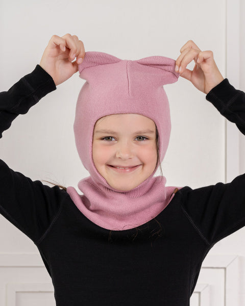 Kinder Strick-Balaclava & Handschuhe Baumwolle 2-teilig