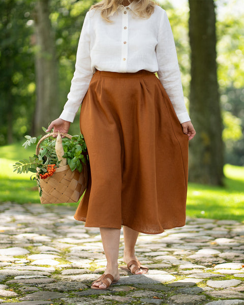 Leinen Maxi-Rock mit Taschen Sophia