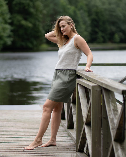 Leinen Crop Top Ana Naturfarben