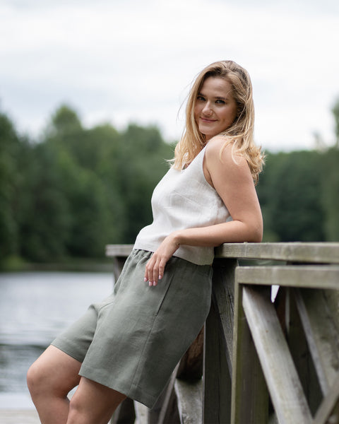 Leinen Crop Top Ana Naturfarben