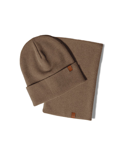 Women's Knitted Beanie & Gaiter 2-Piece Set brown