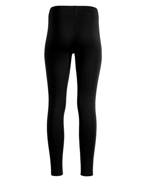 the menique 250gsm women's leggings in black color, back view.