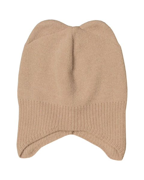 Kids' Ear Flaps Beanie Knitted Merino & Cashmere in creamy beige
