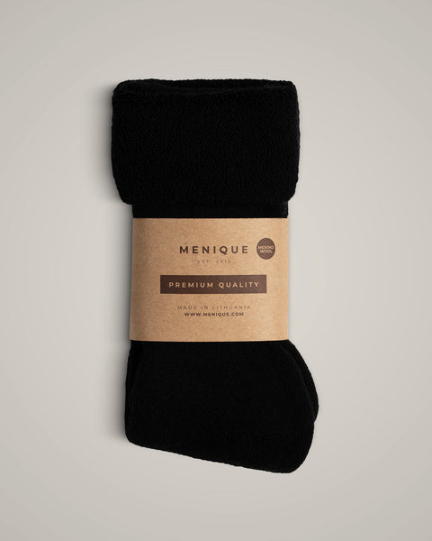 the men's merino sherpa lined socks black.