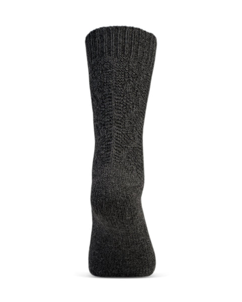 Dark gray merino wool menique sock on a white background