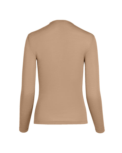 Beige long-sleeve top on a white background
