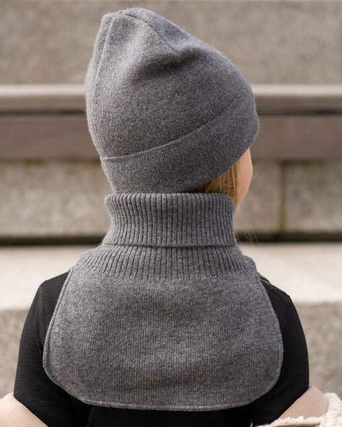 Kids Knitted Beanie, Dickie & Gloves 3-Piece Set Dark Gray