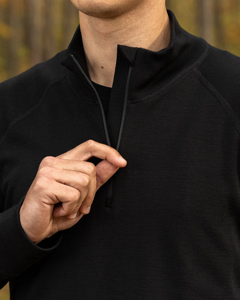 Men's Merino 250 Zip neck top Black