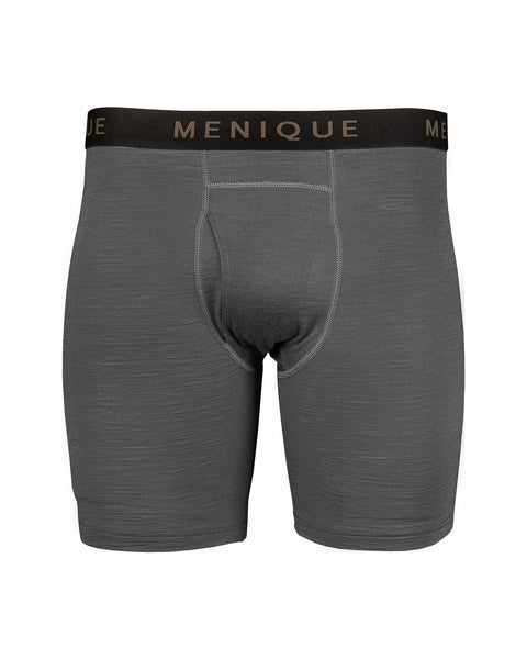 the menique men&#39;s merino long boxers in color perfect gray.