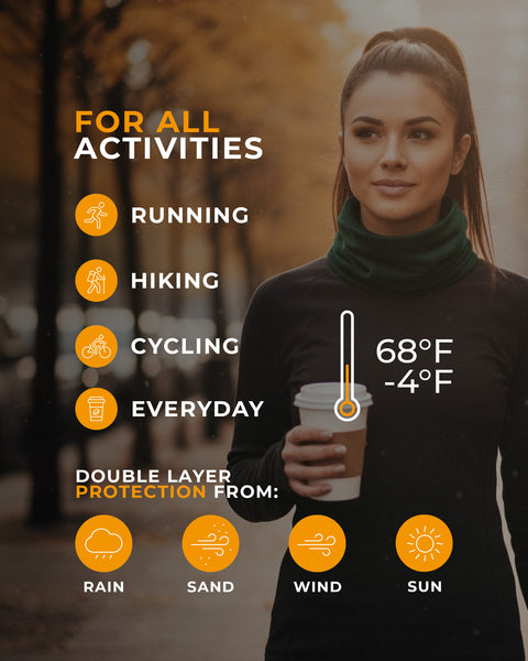 Merinowoll-Schlauchschal für Damen zum Laufen, Wandern und Radfahren, doppellagiger Schutz vor Wind, Regen und Kälte
