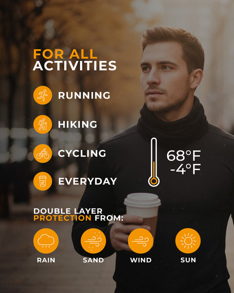 Merinowoll-Schlauchschal für Damen zum Laufen, Wandern und Radfahren, doppellagiger Schutz vor Wind, Regen und Kälte