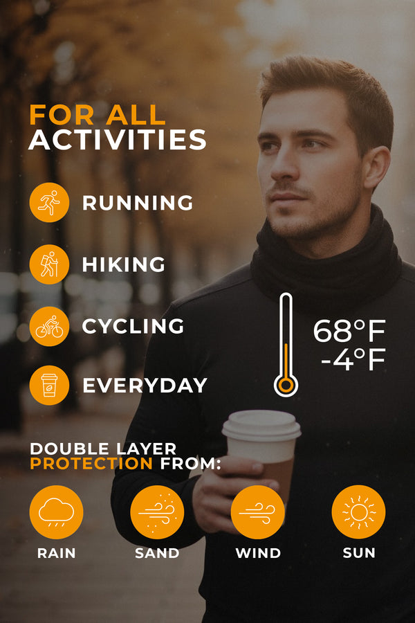 Merinowoll-Schlauchschal für Damen zum Laufen, Wandern und Radfahren, doppellagiger Schutz vor Wind, Regen und Kälte