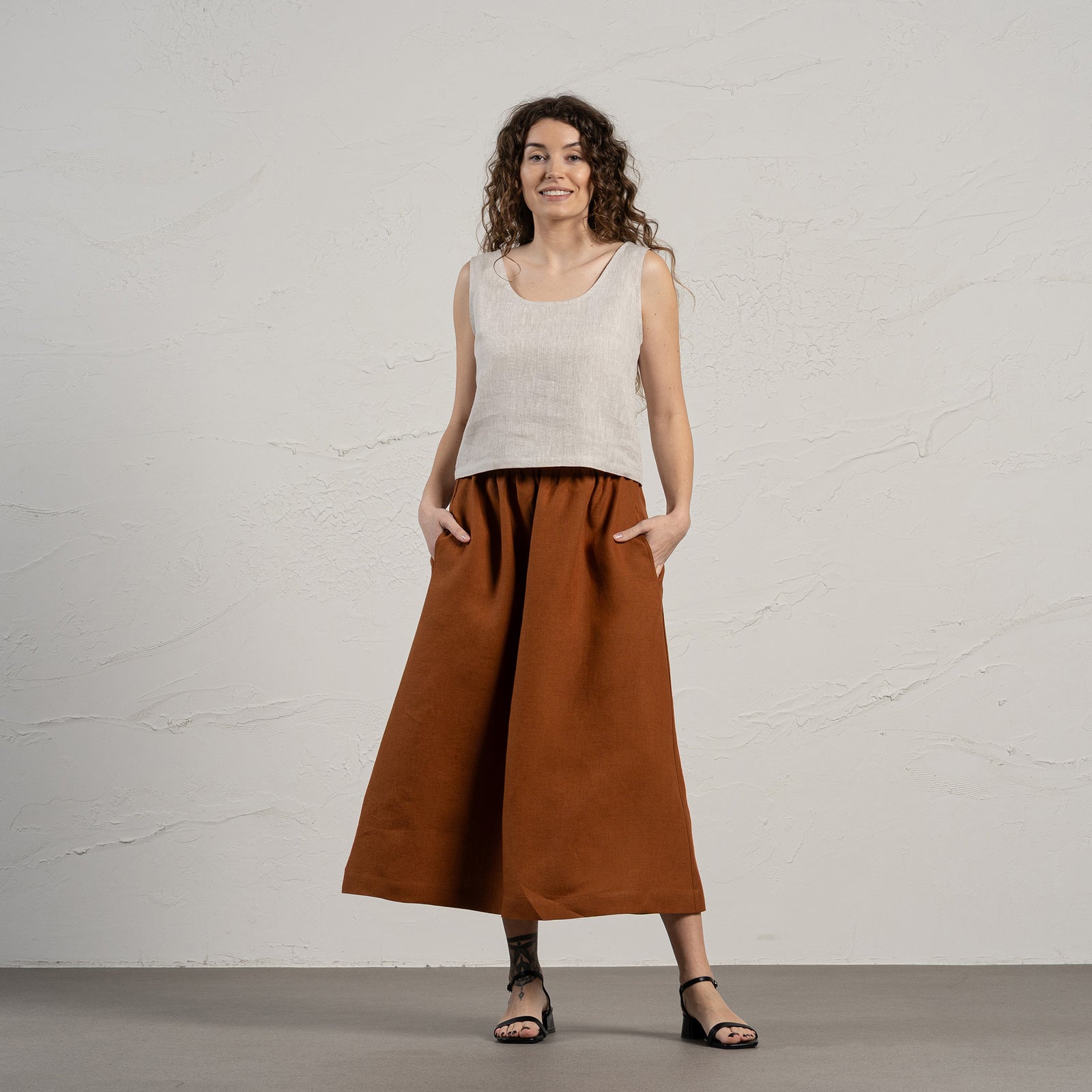 Leinen Maxi-Rock mit Taschen Sophia