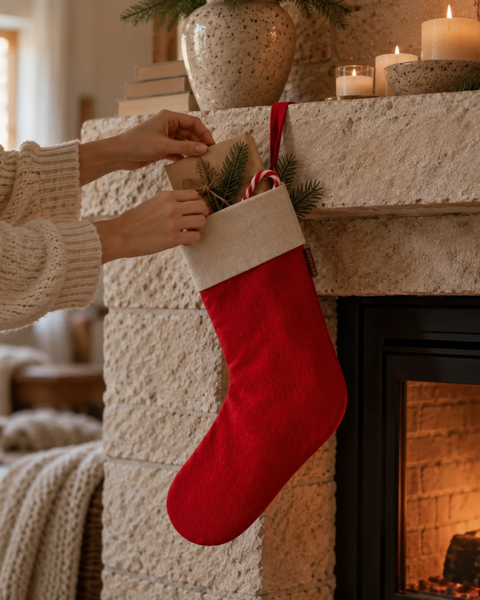 Leinen Weihnachtsstrümpfe Socke