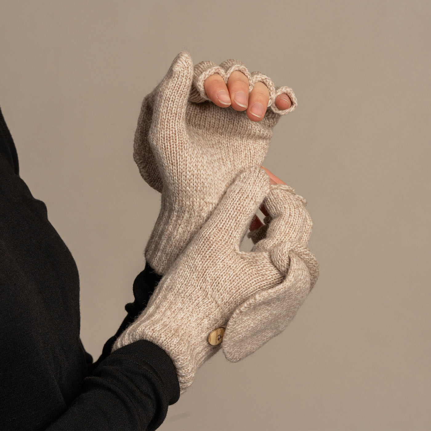 Damen wandelbare fingerlose Handschuhe aus Merinowolle ❤️ menique