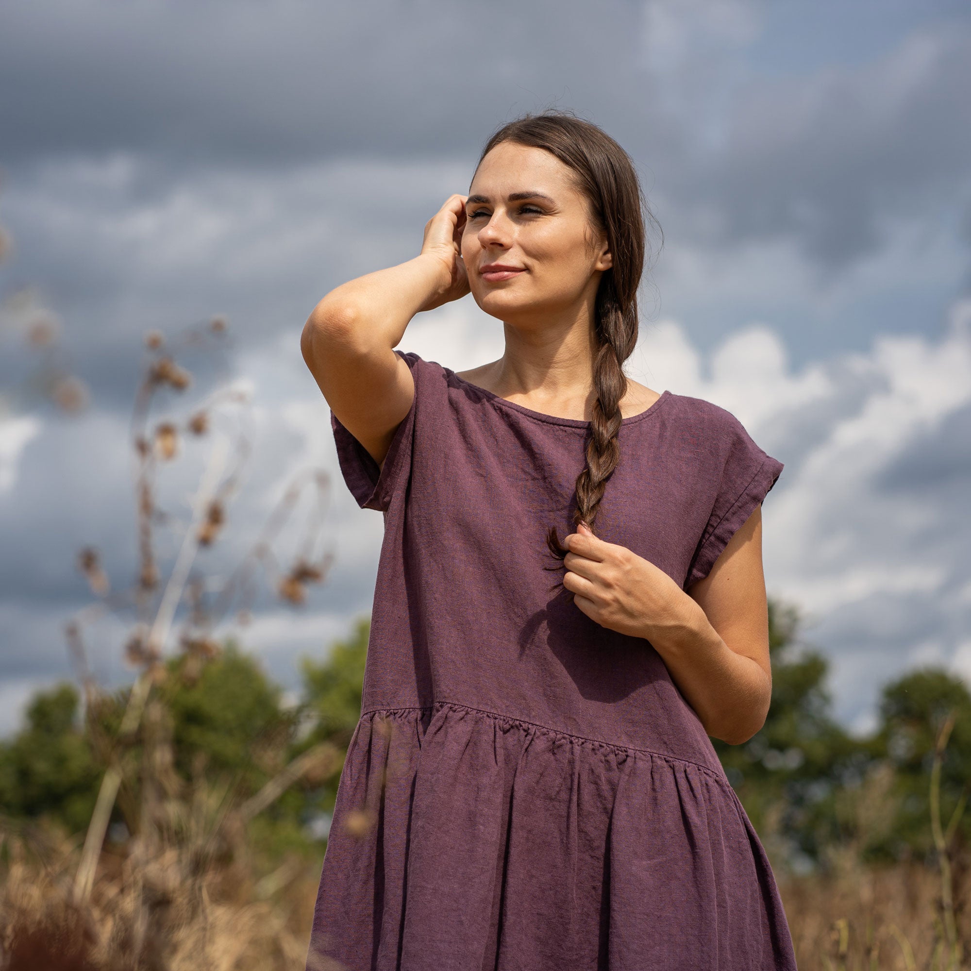 Smock Dress Cecilia in storm blue