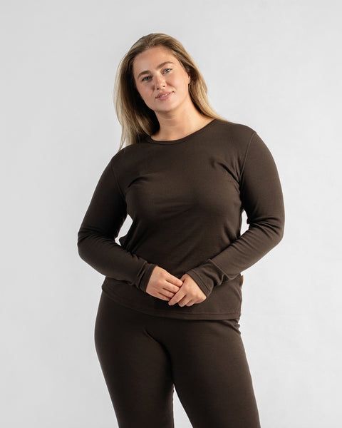 Thermo-Langarmshirt 250 für Damen, Schokoladenbraun