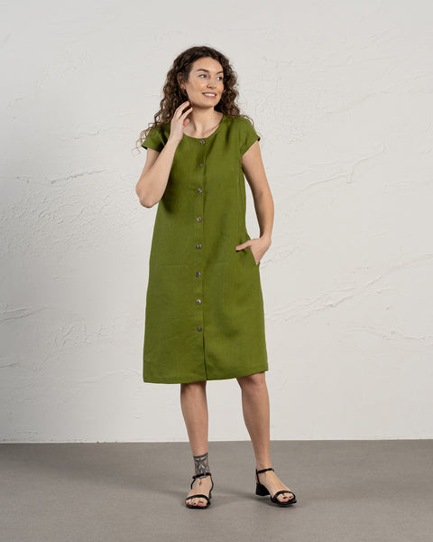 Button Down Dress Harper Forest Green