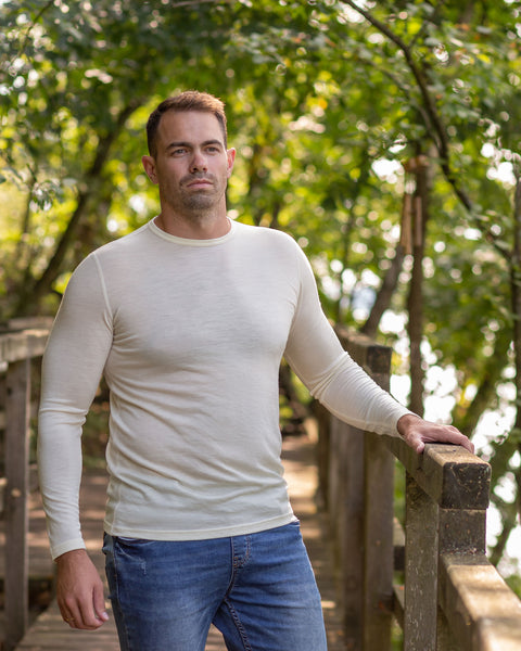 Herren 160 Thermo Langarmshirt Rundhalsausschnitt Naturfarben