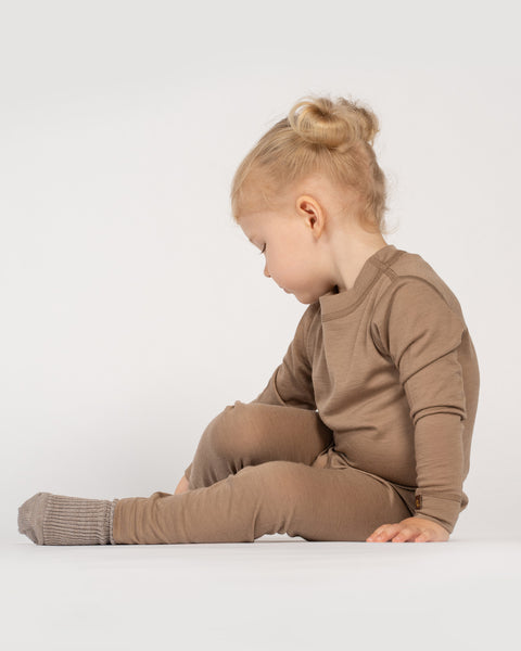 Kinder 160 Thermo Langarmshirt Rundhals Beige