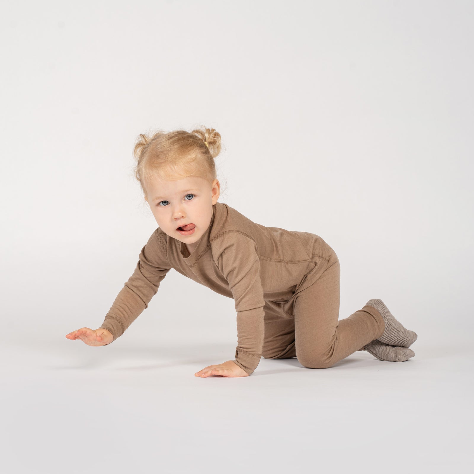Kinder Leicht 160 Langarm Rundhals Beige