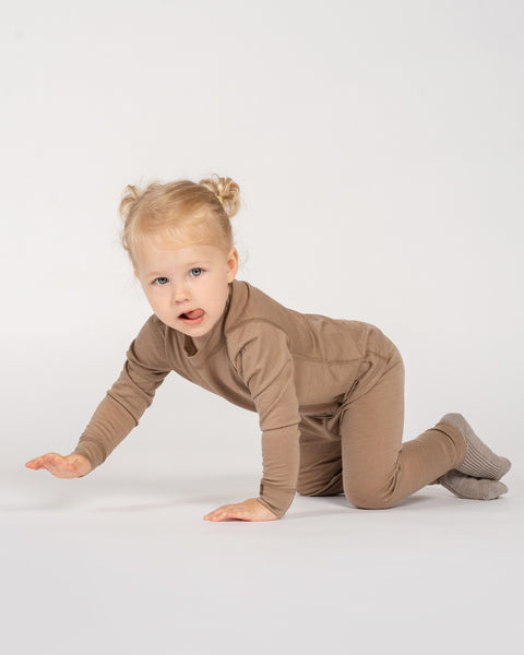 Kinder 160 Thermo Langarmshirt Rundhals Beige