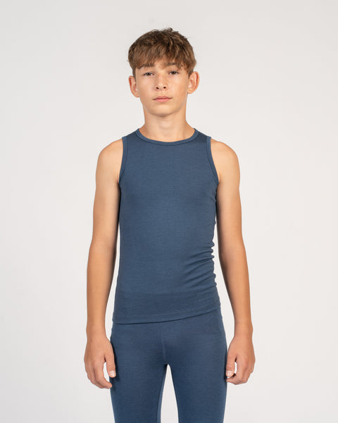 Kinder Merino Tanktop &amp; Unterteil 2-teilig Denim