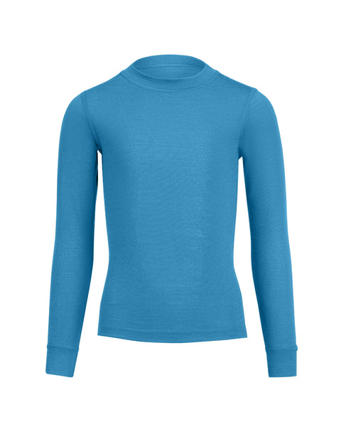 Kids&#39; 160 Thermal Long Sleeve Crew Light Blue, front view.