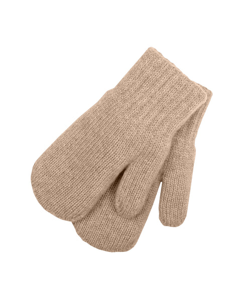 Kids&#39; Knit Double Mittens Merino &amp; Cashmere Creamy Beige