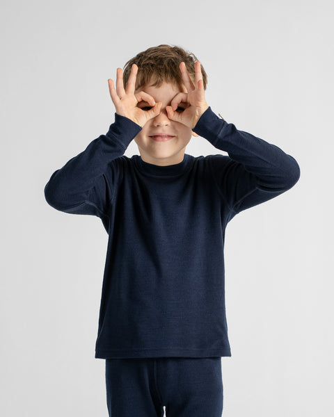 Thermo-Langarmshirt für Kinder 250 Marineblau