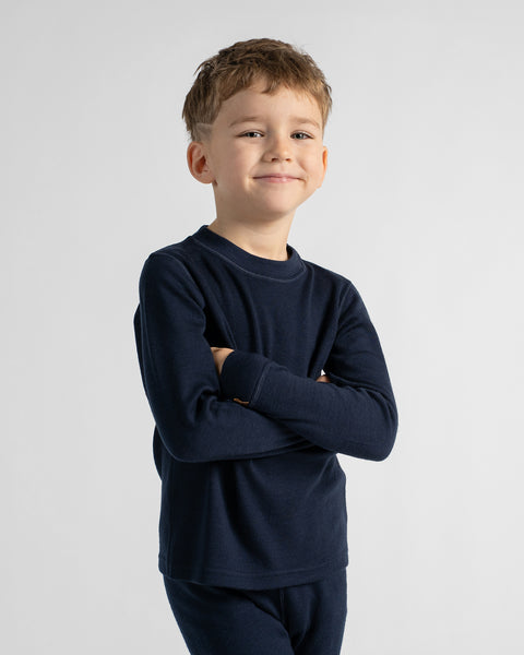 Thermo-Langarmshirt für Kinder 250 Marineblau