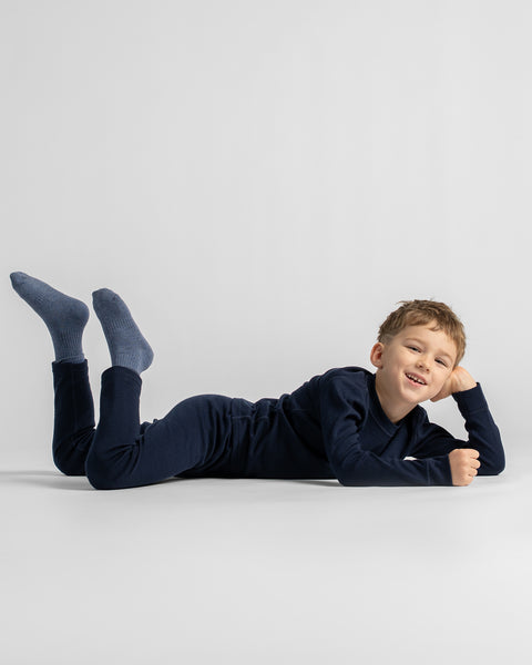 Thermo-Langarmshirt für Kinder 250 Marineblau