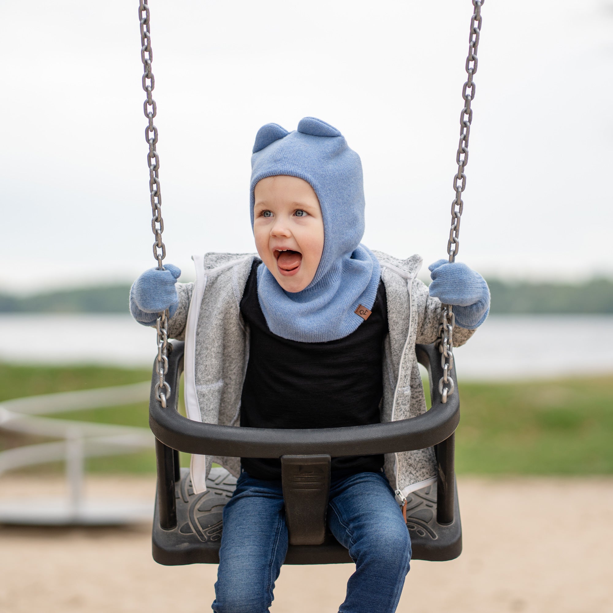 Kids Knitted Balaclava & Mitten's 2-Piece Set