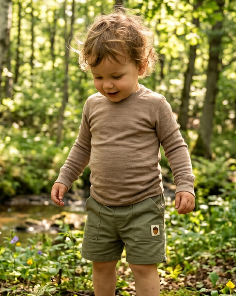 Kinder 160 Thermo Langarmshirt Rundhals Beige