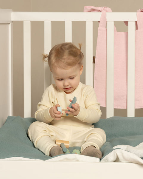 Linen Baby Duvet Cover in mint green