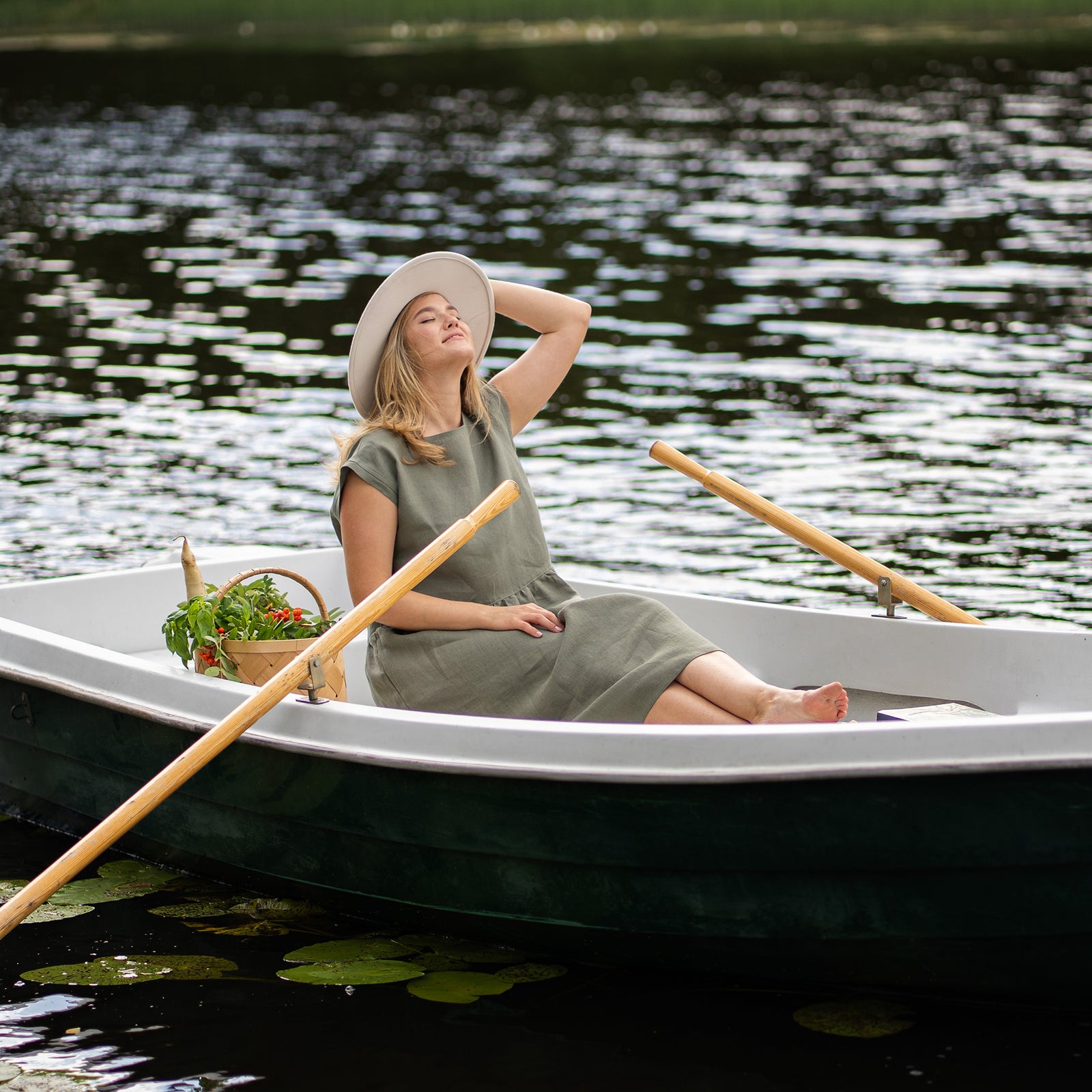 Smock-Kleid Cecilia Stone Green