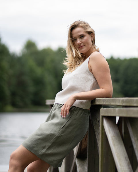 Leinen Crop Top Ana Naturfarben