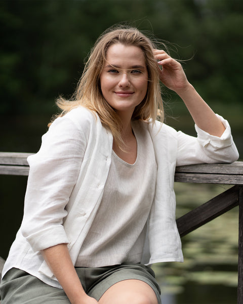 Leinen Crop Top Ana Naturfarben