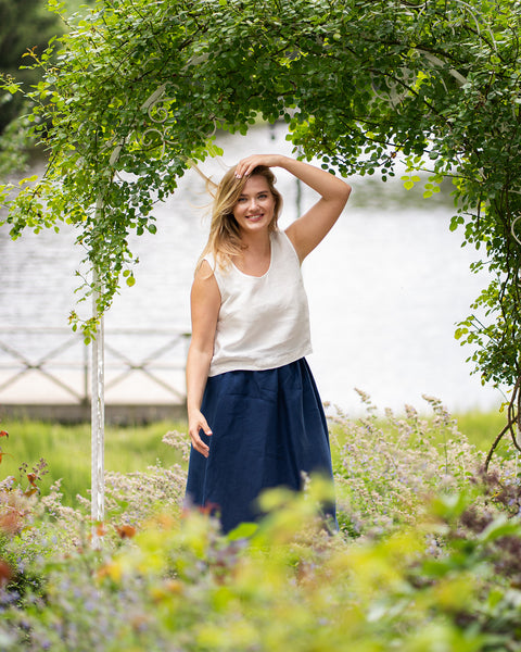 Leinen Crop Top Ana Reinweiß