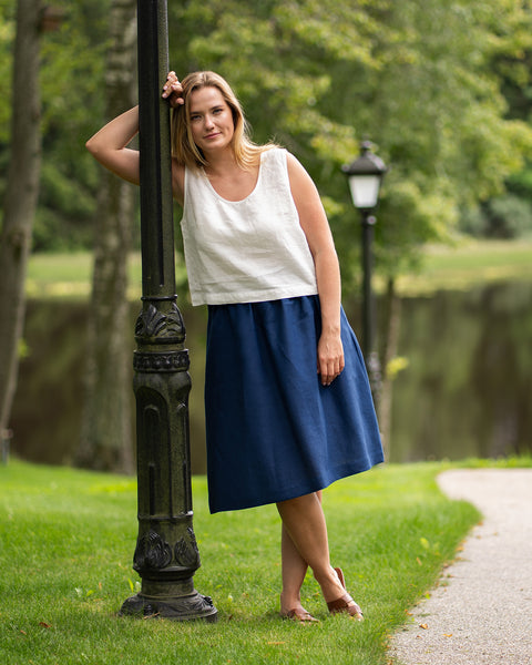 Leinen Crop Top Ana Reinweiß