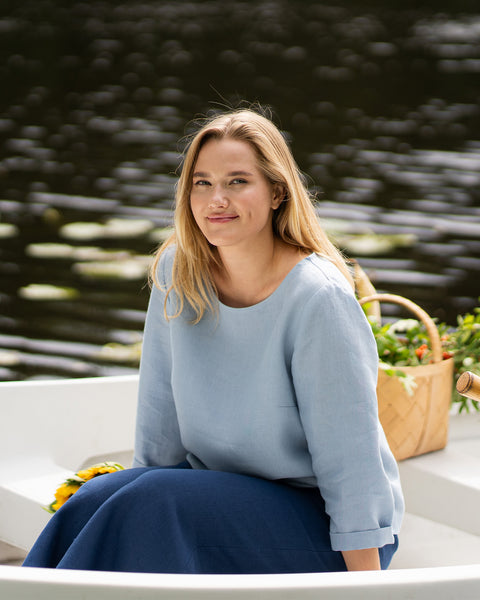 Leinenbluse Nora Wolkiges Blau
