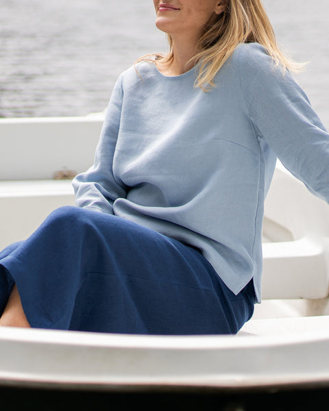 Leinenbluse Nora Wolkiges Blau