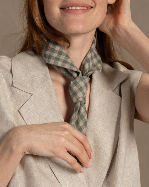 Linen Bandana green check