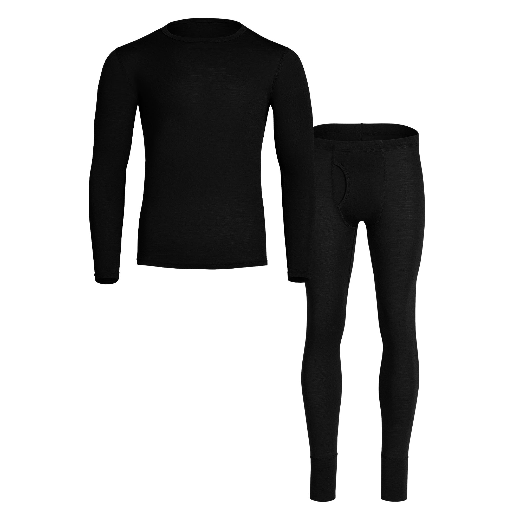 Herren 160 Langarmshirt und Hose 2-teilig Schwarz