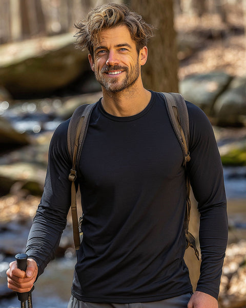 Herren 160 Thermo Langarmshirt Rundhalsausschnitt Schwarz