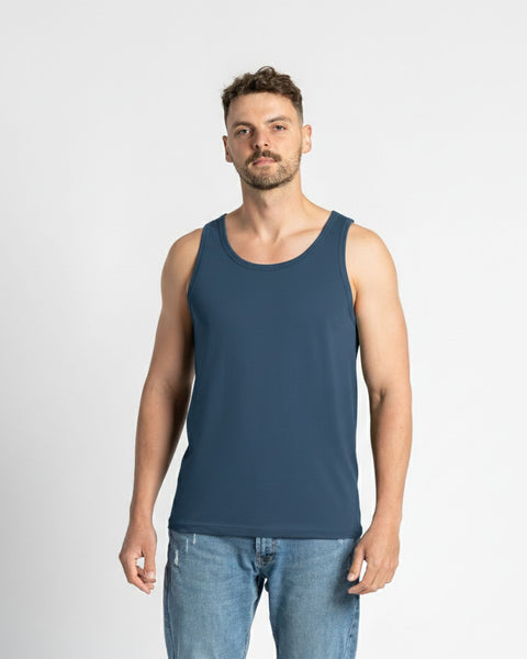 Herren Merino Tanktop Denim