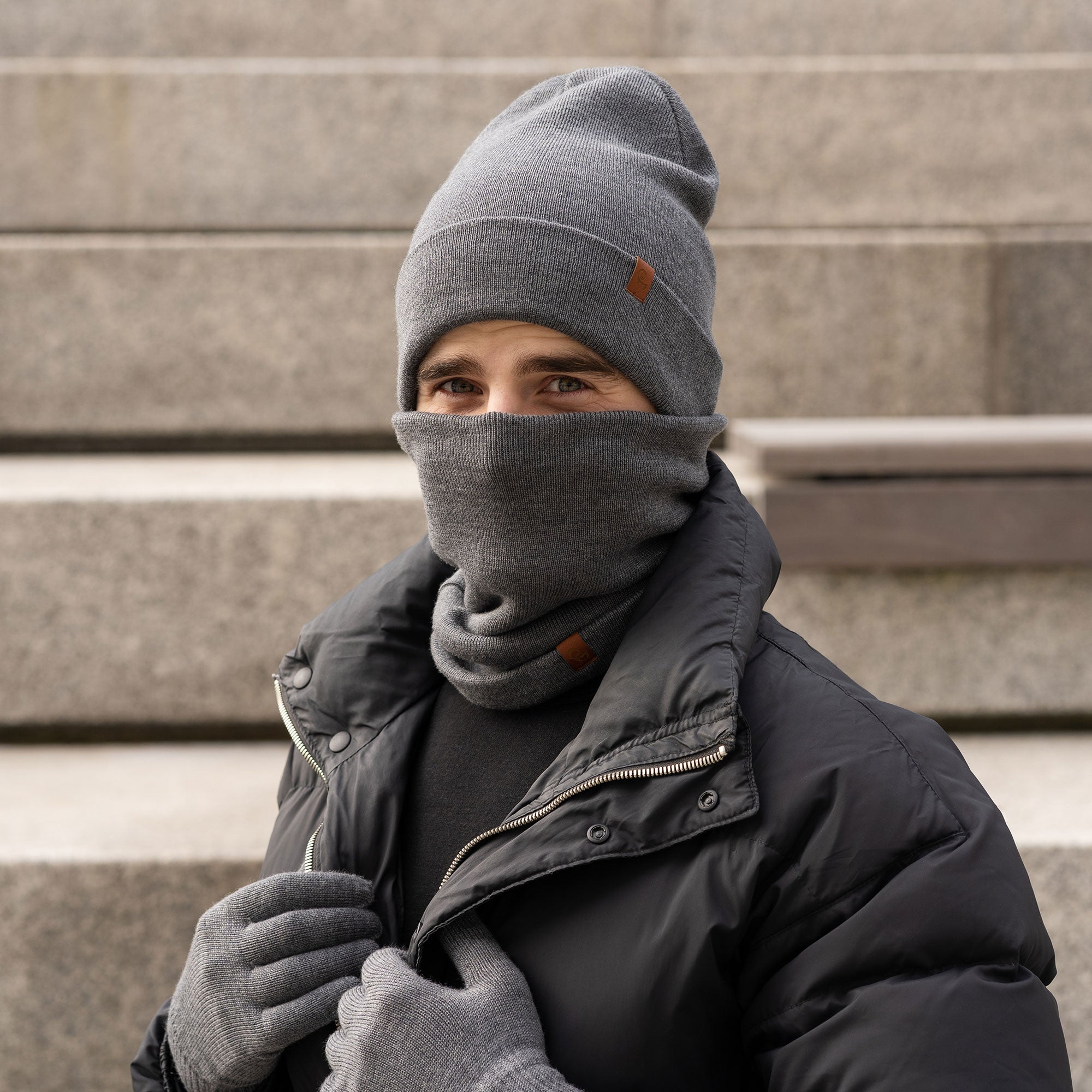 Strick-Halstuch für Herren aus Merinowolle